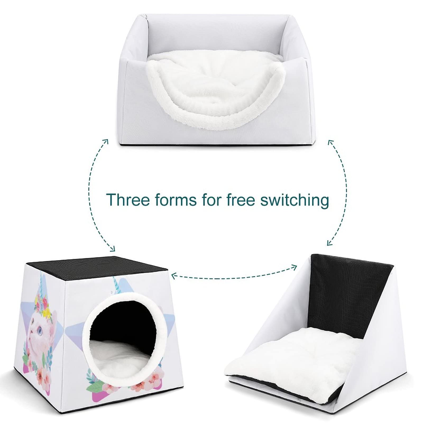 Personalized Cat Houses & Habitats - Printed Cat Cube, Cat Condo, Indoor Pet Bed & Sofa Cave for Cats - Unicorn & Flower Designs | Cozy Sleeping Spot, Play Area & Home Decor for Kittens