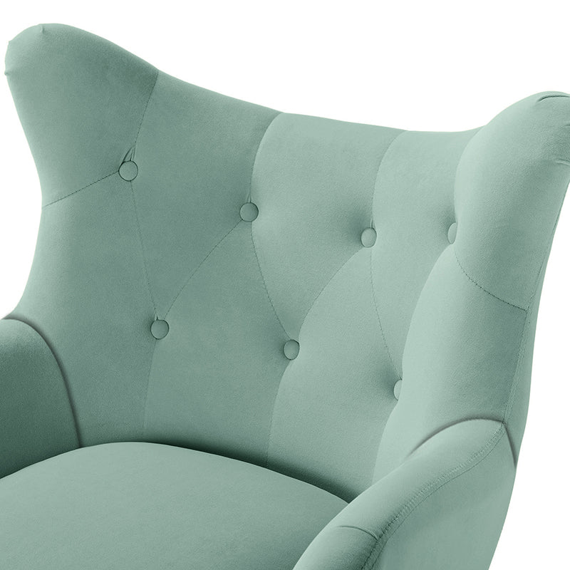 Luxury Isabelle Wingback Velvet Upholstered Armchair - High Back Accent Chair with Sturdy Metal Legs for Living Room, Bedroom & Office Decor