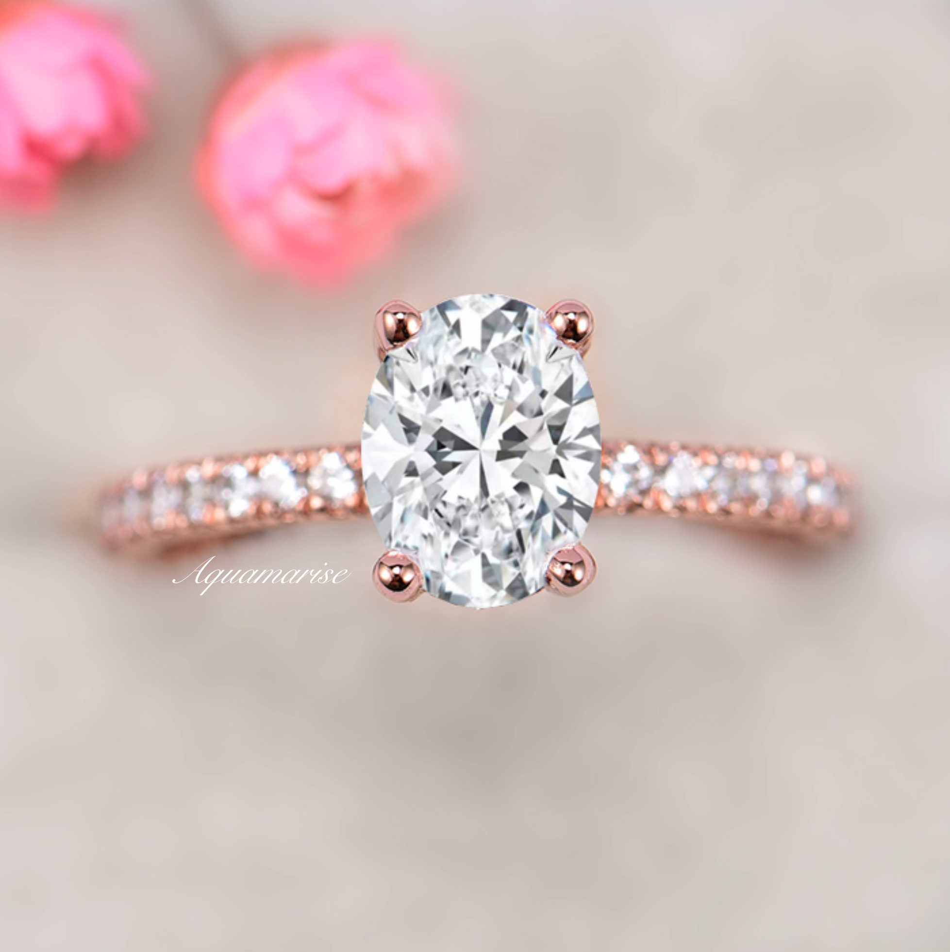 Elle Lab Grown Diamond Engagement Ring - 14K Solid Rose Gold Hidden Halo Setting (IGI Certified) | Perfect for Proposals, Anniversaries & Bridal Jewelry
