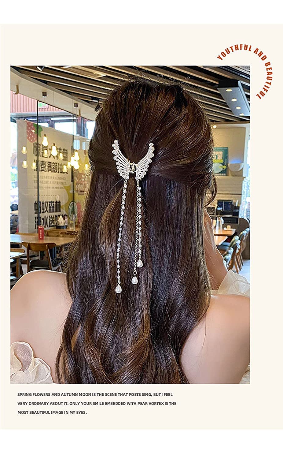 Elegant Pearl Hair Clips for Women - Crystal Stone Hair Accessories for Girls & Bridal Wedding - Butterfly Claw Clip Hair Clutcher (1 Piece) | Perfect for Parties, Prom, Weddings & Everyday Style