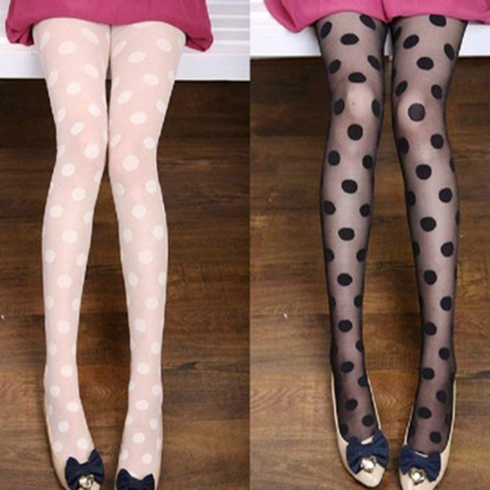 Newooh Women's Vintage Polka Dot Lace Pantyhose - Sexy Black Ultra Thin Mesh Stockings for Daily Wear & Special Occasions | Fashion Tights for Office, Date Night & Evening Parties