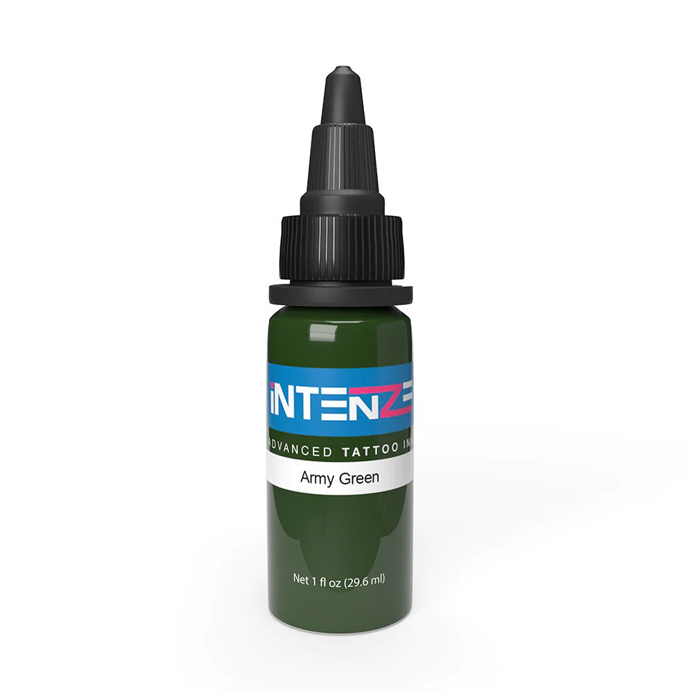 Army Green Intenze Tattoo Ink - Professional Tattoo Supplies - Various Sizes Available for Tattoo Artists & Enthusiasts - Perfect for Realism, Portraits & Military Style Tattoos