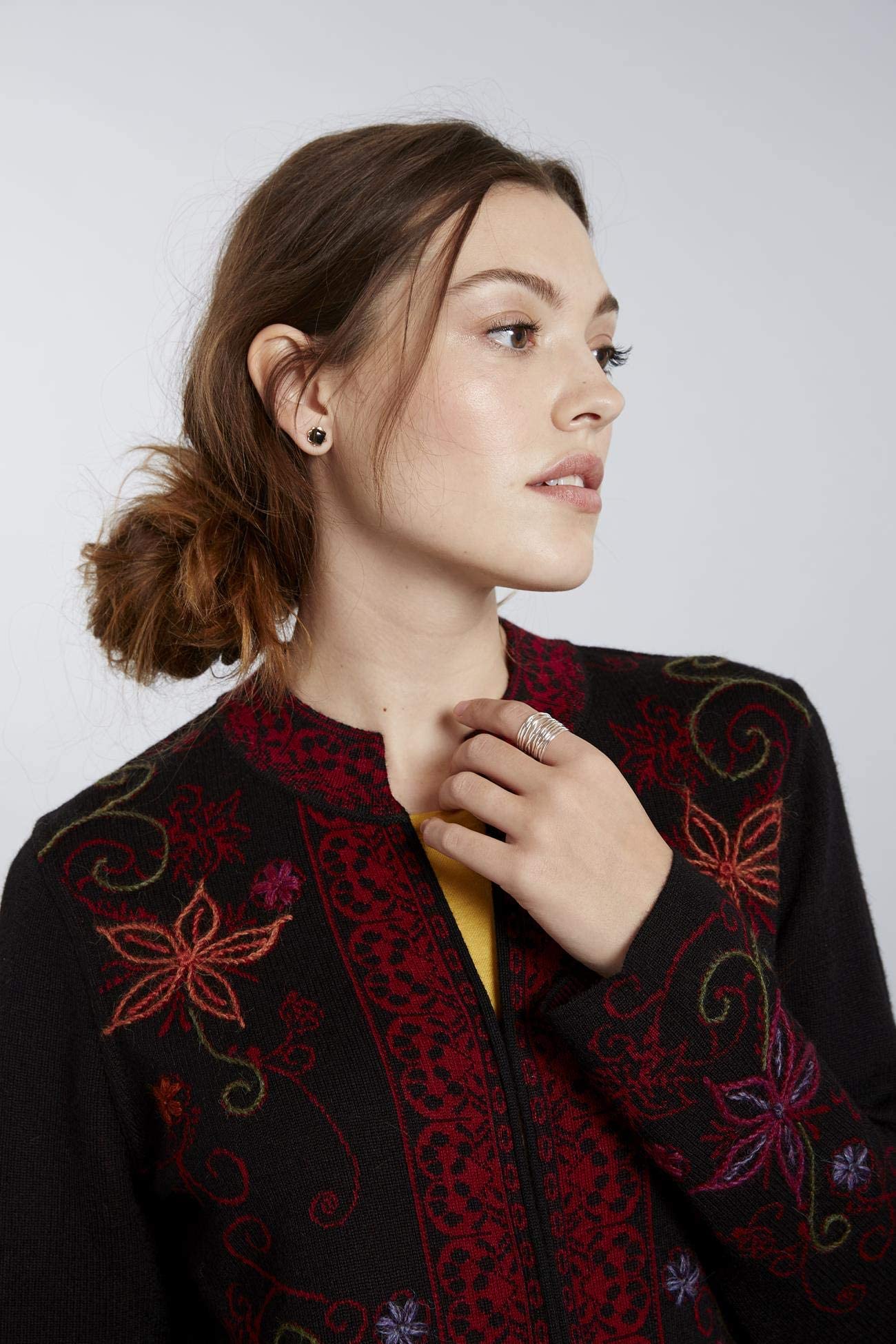 Women's Invisible World Sweater Coat - Soft Baby Alpaca Embroidered Cardigan Ottoman Style | Cozy Winter Fashion for Office, Date Night & Casual Outings