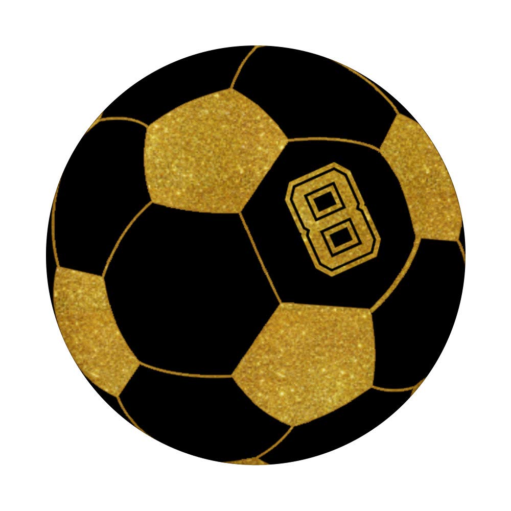 Golden Soccer Ball Player #8 Jersey No. 8 Football Gift PopSocket PopGrip: Swappable Phone & Tablet Grip for Sports Fans & Tech Enthusiasts