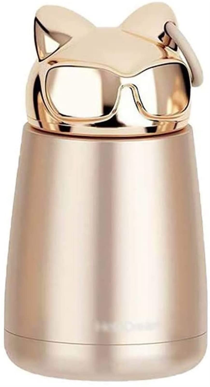Premium Stainless Steel Insulated Travel Mug - Personalized Cartoon Design, Leak-Proof Thermos Cup for Coffee & Tea (Gold) - Ideal for Office, Commuting, Camping & Outdoor Activities