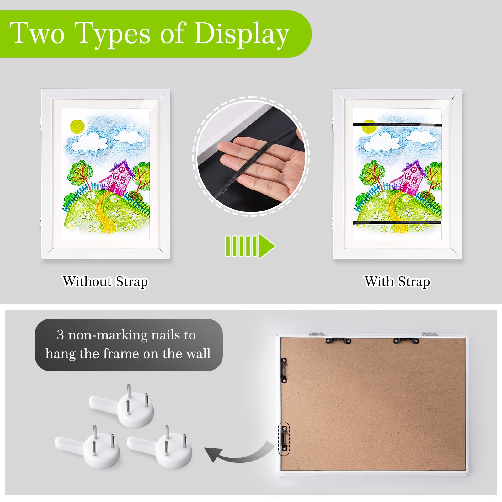 Kids Artwork Frames - Changeable Display Holds 100 A4 Pieces | White Picture Frames for Children's Drawings & Art Storage | Perfect for Home, Classroom & Gift Giving