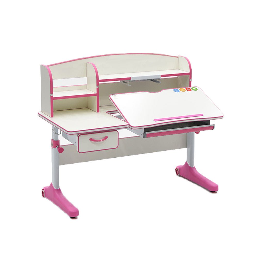 Adjustable Kids Study Desk 120cm Height Ergonomic Children's Learning Table Pink - Perfect for Homework, Drawing & Online Classes in Bedroom or Playroom