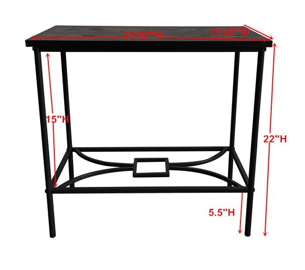 KB Designs - Black Metal and Wood Accent Side Table, Nightstand or End Table - Perfect for Living Room, Bedroom, or Office Decor