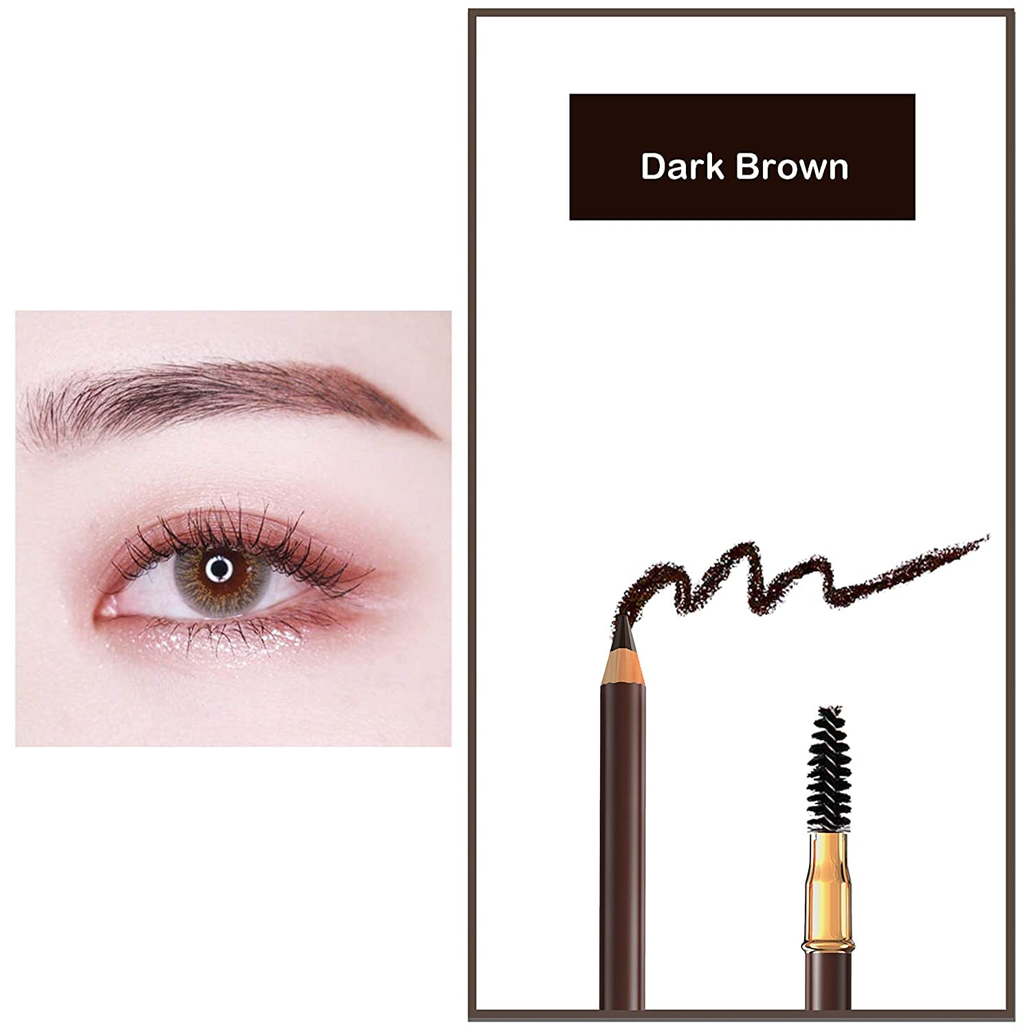 Long-Lasting Waterproof Eyebrow Pencil with Mascara Brush - 02 Dark Brown (1.4g) | Natural Look, All-Day Wear | Perfect for Daily Makeup, Gym & Outdoor Activities