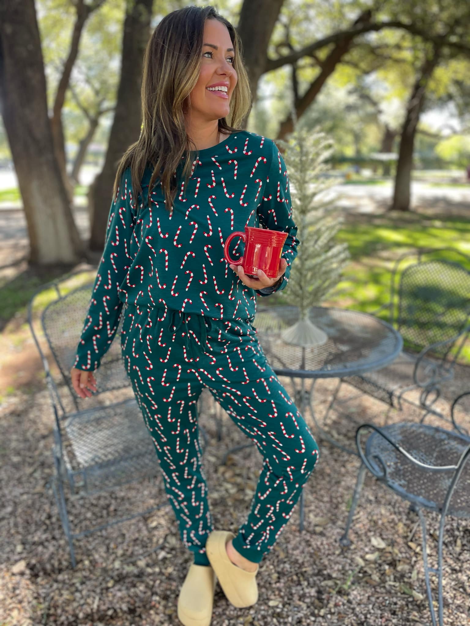 **PREORDER: Candy Cane Pajama Pants Set for Women - Cozy Christmas Sleepwear for Holiday Parties & Festive Nights**