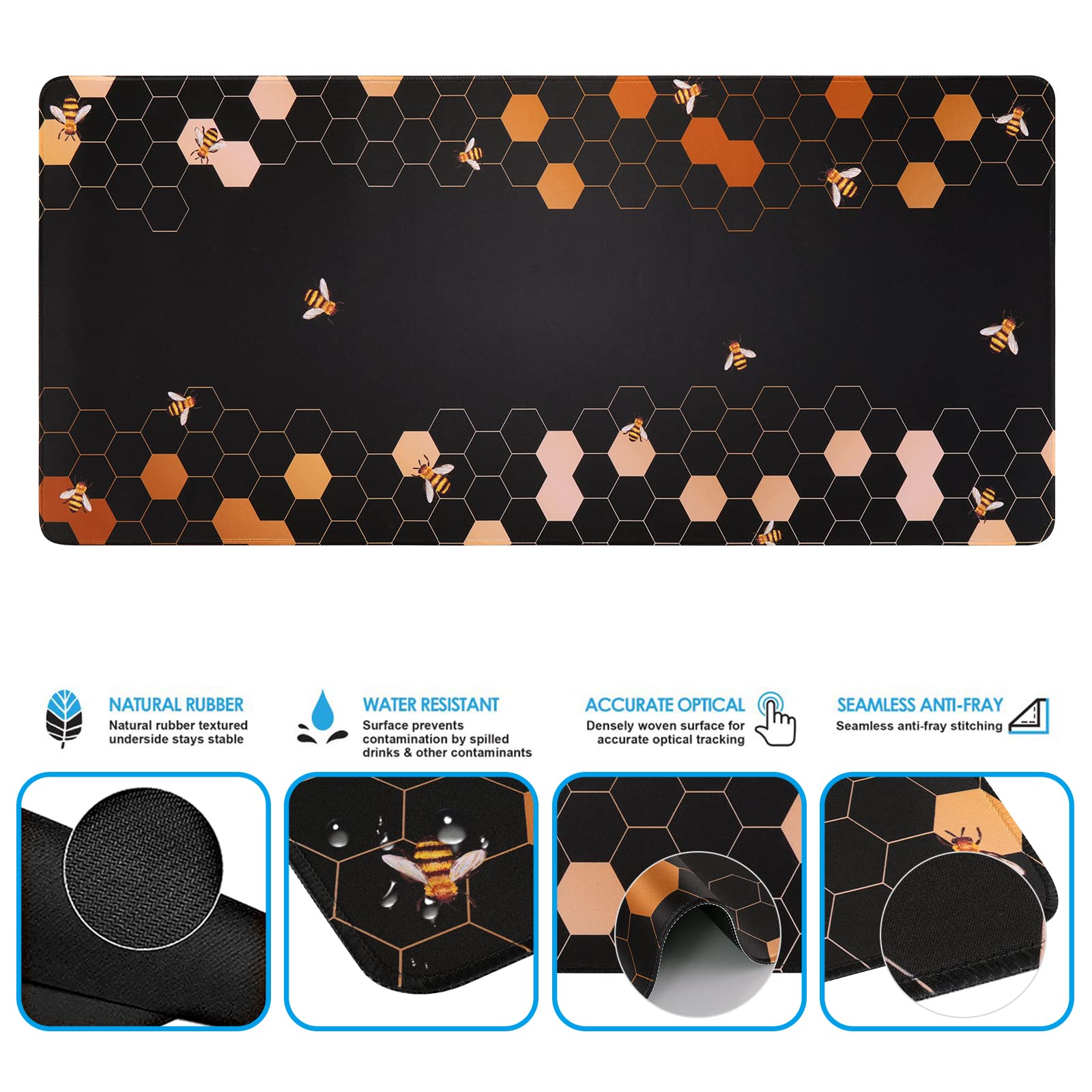 iCasso Gaming Mouse Pad Set - XXL Ergonomic Desk Mat with Wrist Rest for Pain Relief - Perfect for PC & Office Use