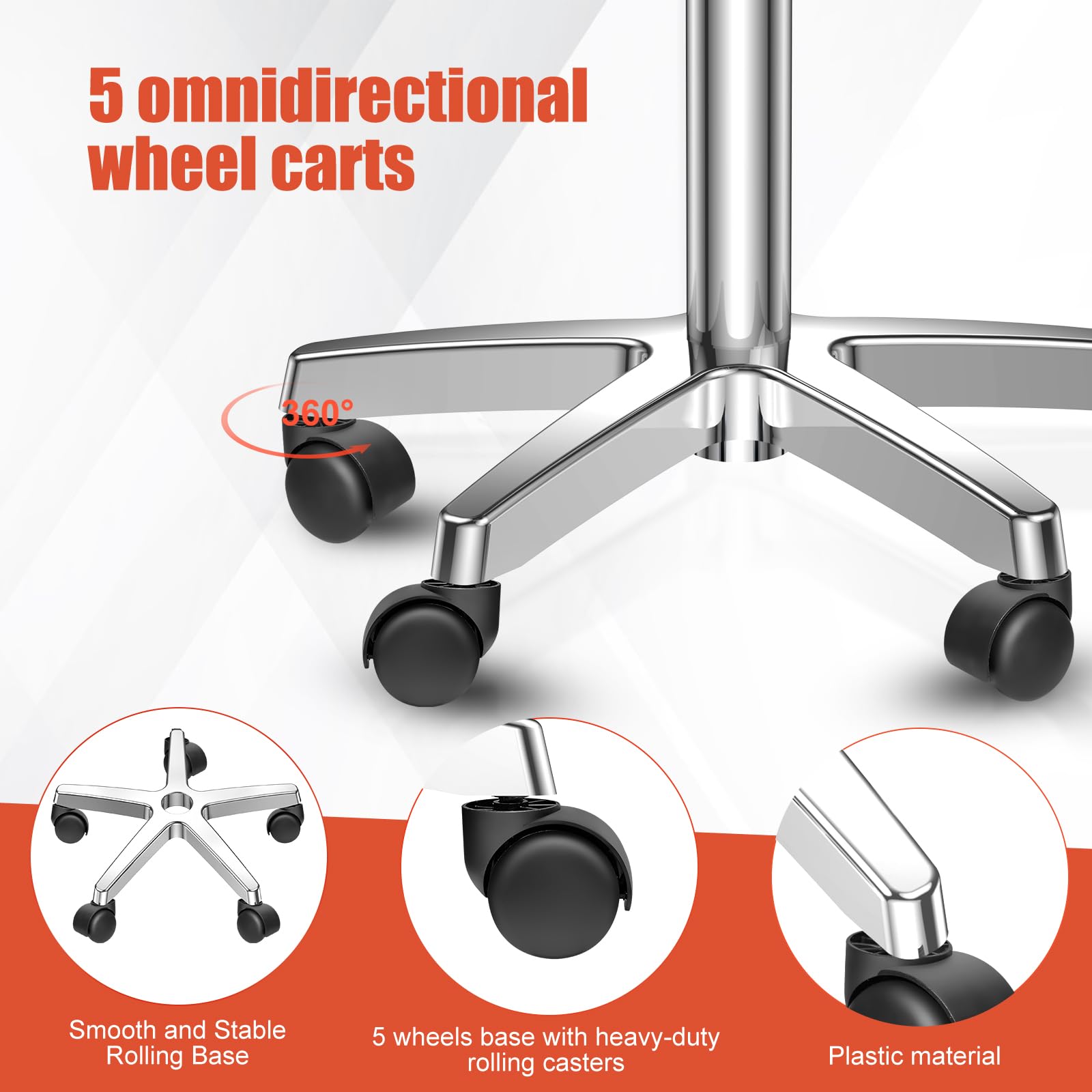 ChoJiah Extra Large Rolling Salon Tray - Heavy Duty Mayo Stand for Hairstylists, Tattoo Artists & Dental Clinics | Mobile Styling Station with Wheels for Hair Salons, Barber Shops & Tattoo Parlors