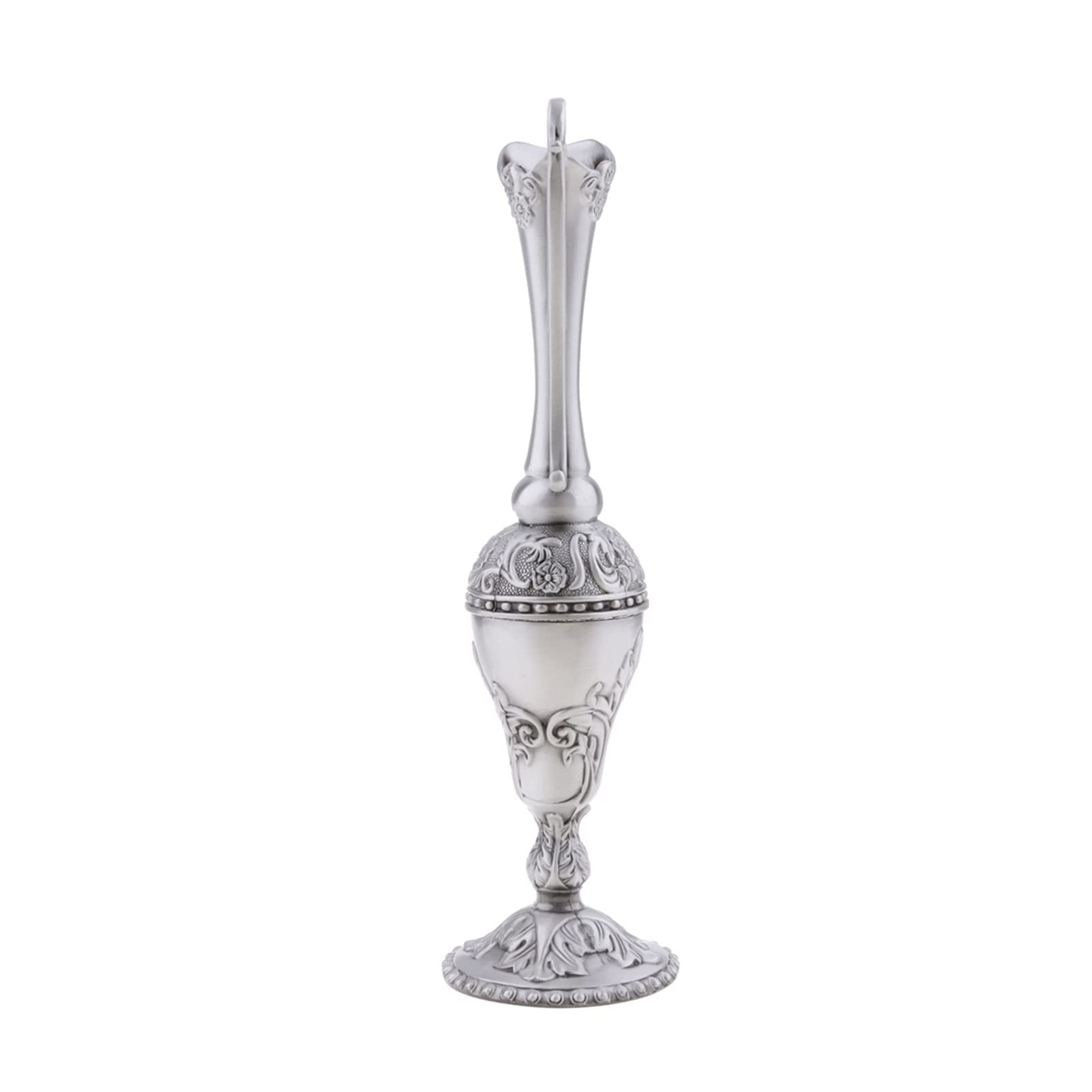 TOMYEUS Vintage Shabby Chic Flower Vase Set of 2 - Pewter Plated Glass Bottle Jug for Wedding Centerpiece, Home Decor, Farmhouse & Rustic Table Decorations - Perfect for Floral Arrangements and Gift Giving