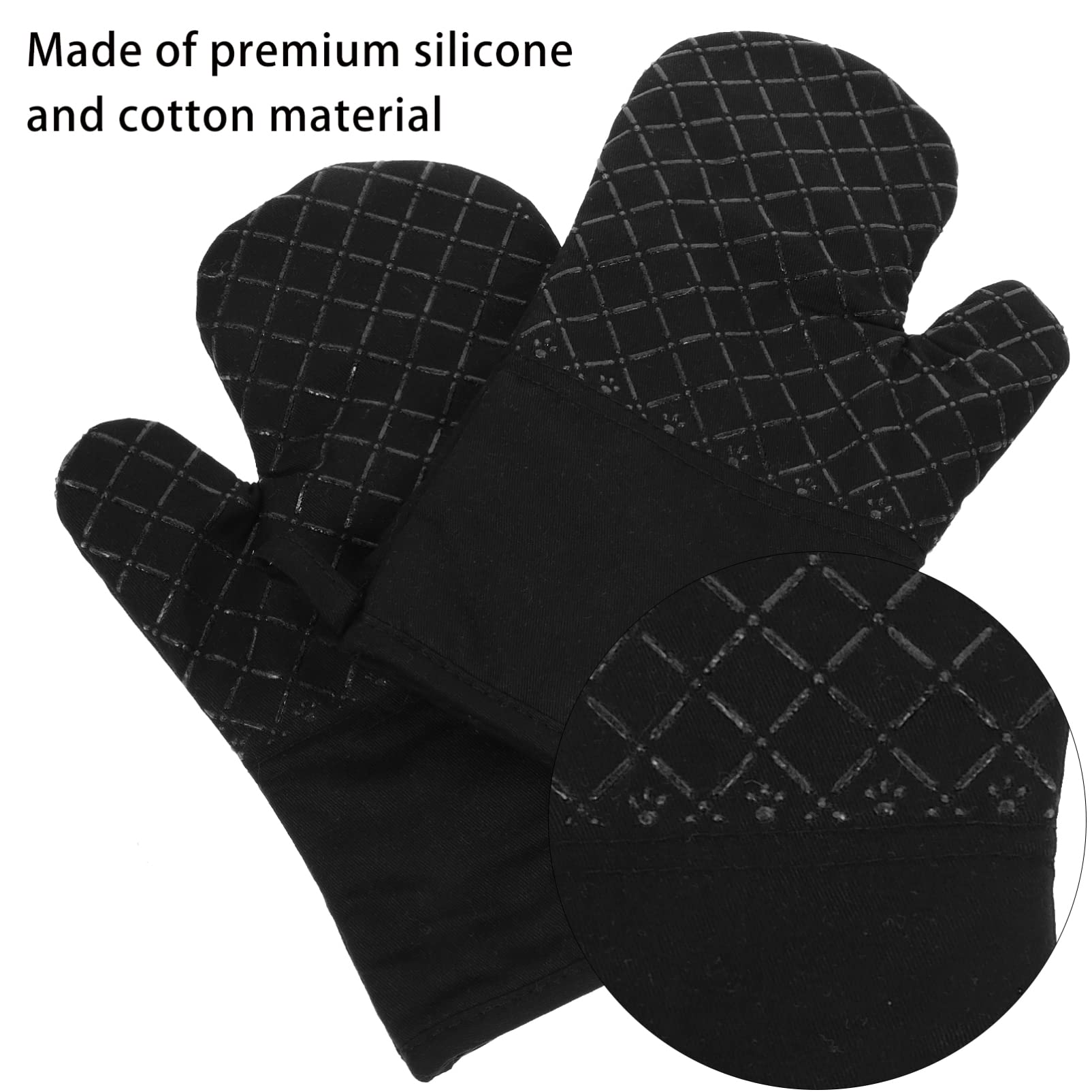 Heat Resistant Silicone Oven Mitts & Pot Holders Set - Non-Slip BBQ Gloves for Baking, Grilling, Cooking - Microwave Safe Kitchen Gloves for Hot Pans, Baking Sheets & Grill Accessories - Perfect for Home Cooking, Outdoor BBQ & Restaurant Use