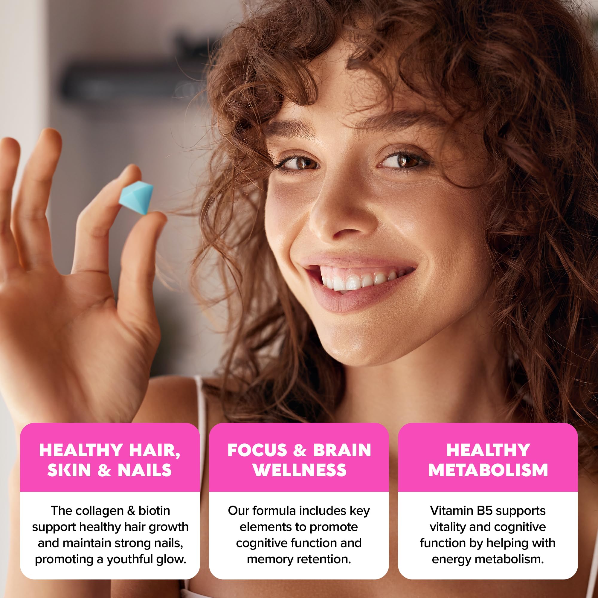 MAREE Vitamin B1 Thiamine & B7 Biotin Gummies - Hair Skin Nails Supplement with Keratin, Collagen, Hyaluronic Acid & Pantothenic Acid - Supports Healthy Hair Growth, Strong Nails & Glowing Skin - Perfect for Daily Beauty Routine & Wellness Support