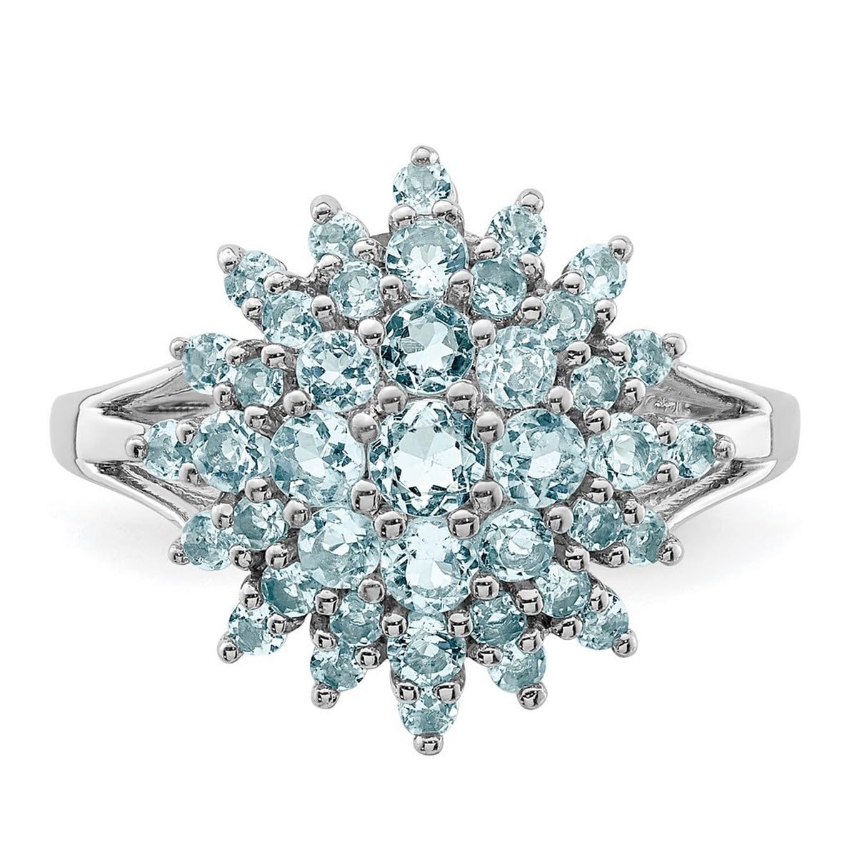925 Sterling Silver Polished Aquamarine Ring for Women - 2mm Wide Band, March Birthstone Jewelry, Elegant Gift for Anniversary, Engagement, Wedding or Everyday Wear