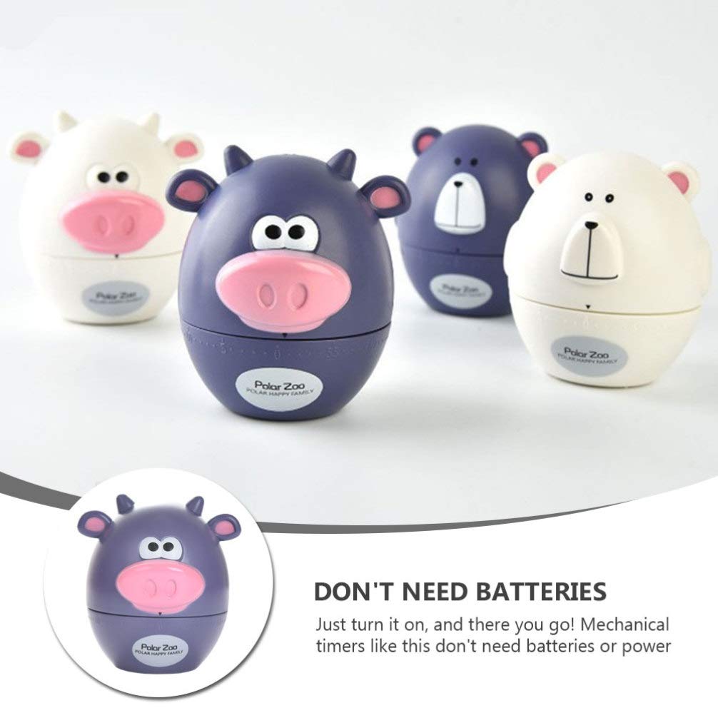 Hemoton Manual Kitchen Timer - Cartoon Cow Mechanical Cooking Timer with Alarm, Home & Office Desktop Decor - Perfect for Baking, Cooking, Study Sessions and Time Management