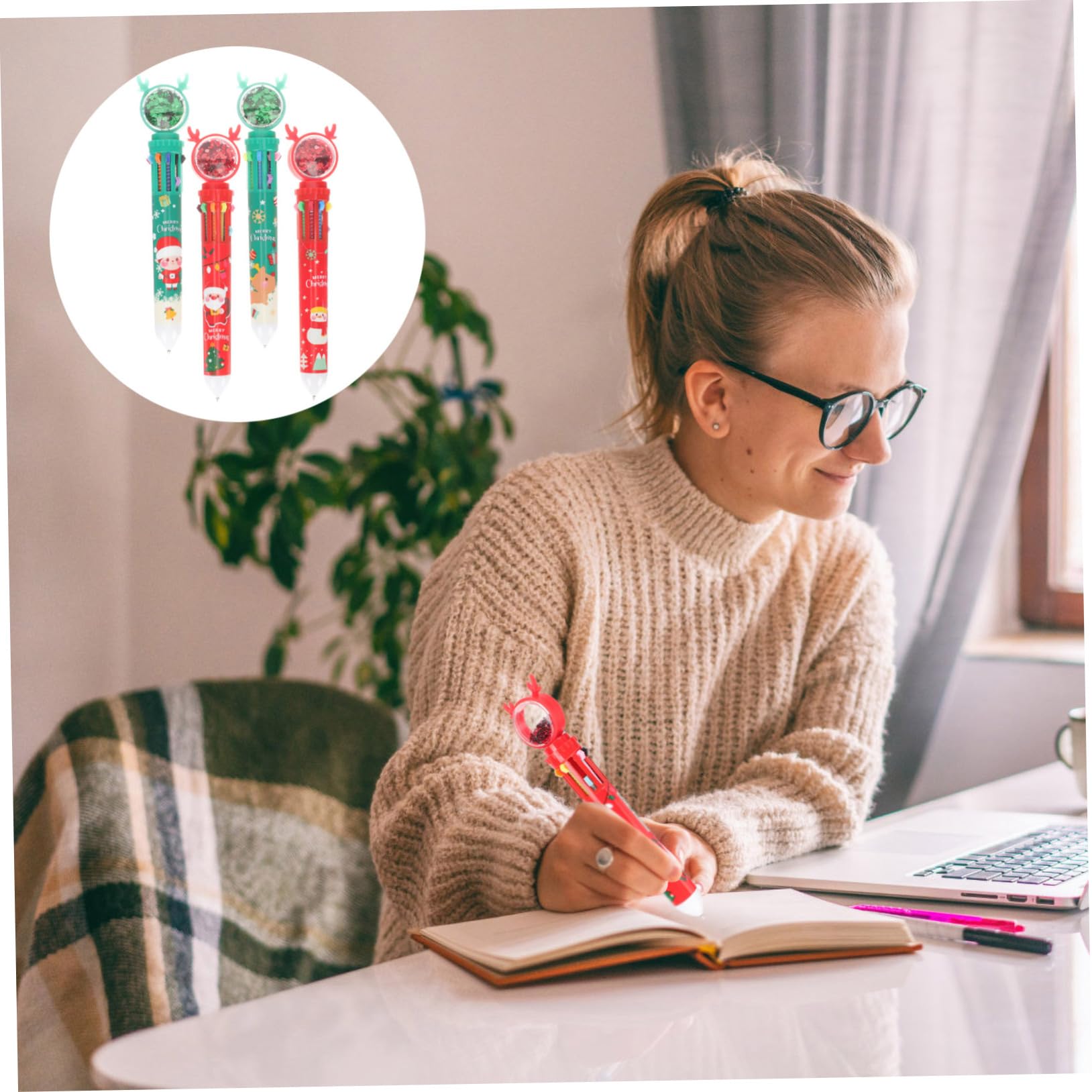 NUOBESTY 12-Pack Christmas Themed Ballpoint Pens - Festive Holiday Writing Pens for Office, School & Students - Perfect for Xmas Gifts, Cards & Holiday Decorations