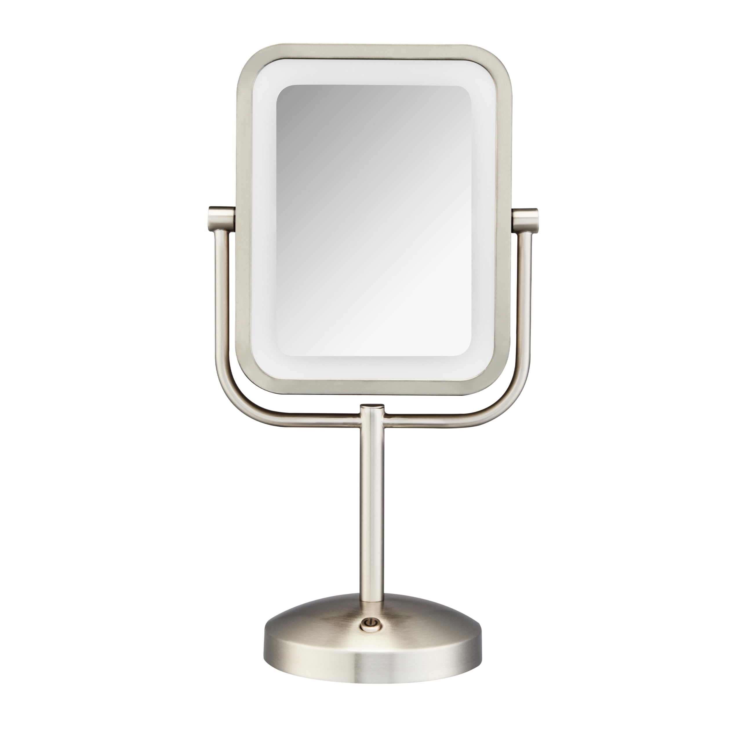 Conair Lighted Makeup Mirror with LED Lights - 1X/8X Magnifying Vanity Mirror, Battery Operated in Brushed Nickel - Perfect for Home & Travel Makeup Application, Skincare Routine & Eyebrow Grooming