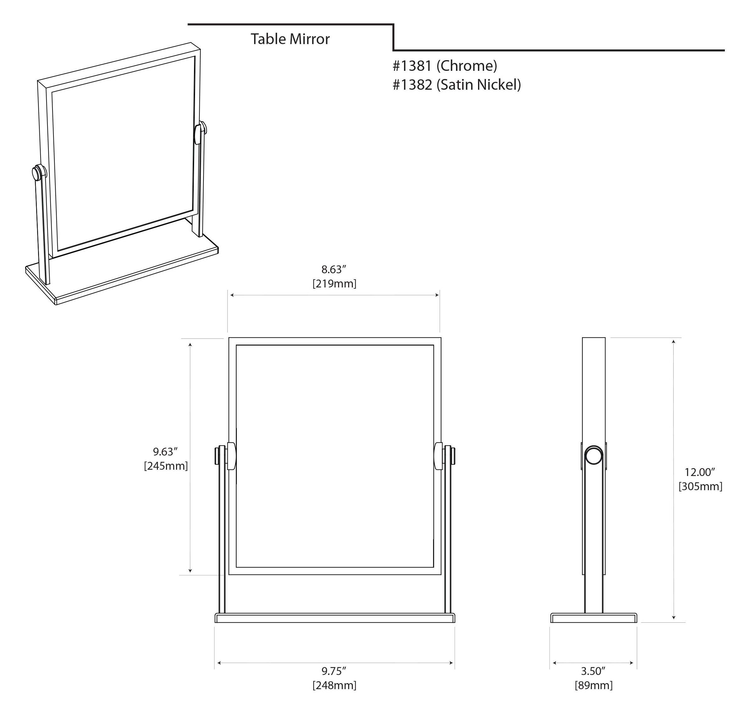 Gatco 1382 Elegant Table Mirror 9.75