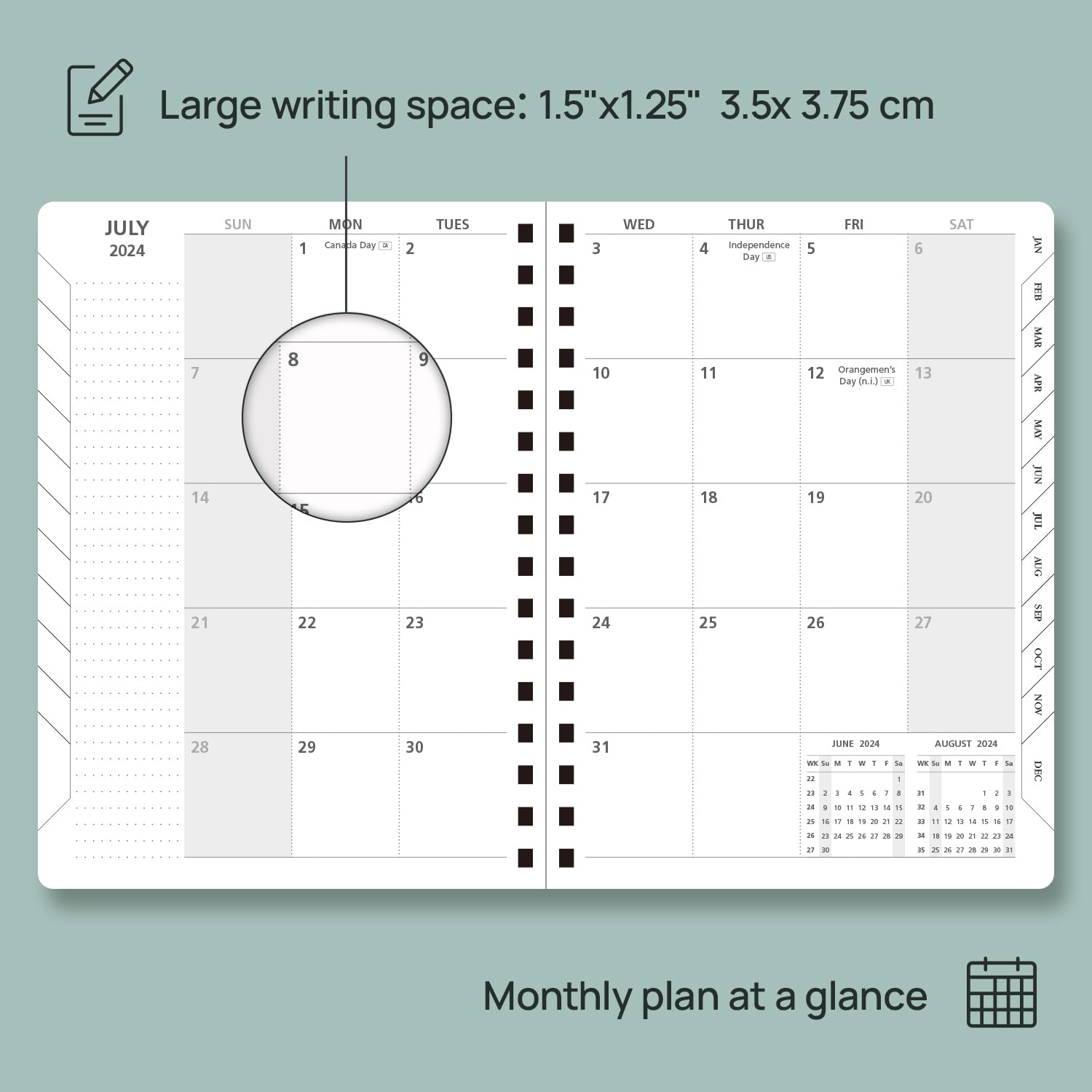 POPRUN 2024-2025 Monthly Planner - 18 Month Spiral Bound Calendar (July 2024-December 2025) - 6.25