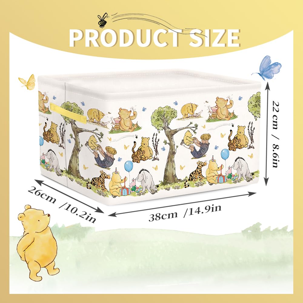Winnie Nursery Hampers with Handles - Large Foldable Canvas Storage Baskets for Kids, Baby Clothes & Toys | Organizer for Bathroom, Bedroom & Nursery Decor | Perfect for Laundry, Playroom & Home Organization