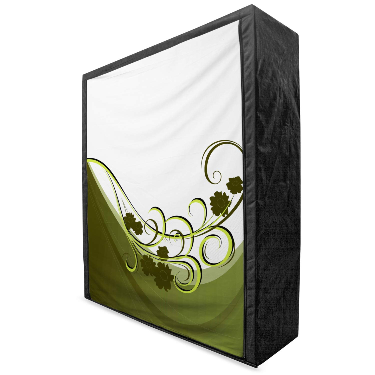 Ambesonne Olive Green Portable Fabric Wardrobe with Floral Nature Print - 59