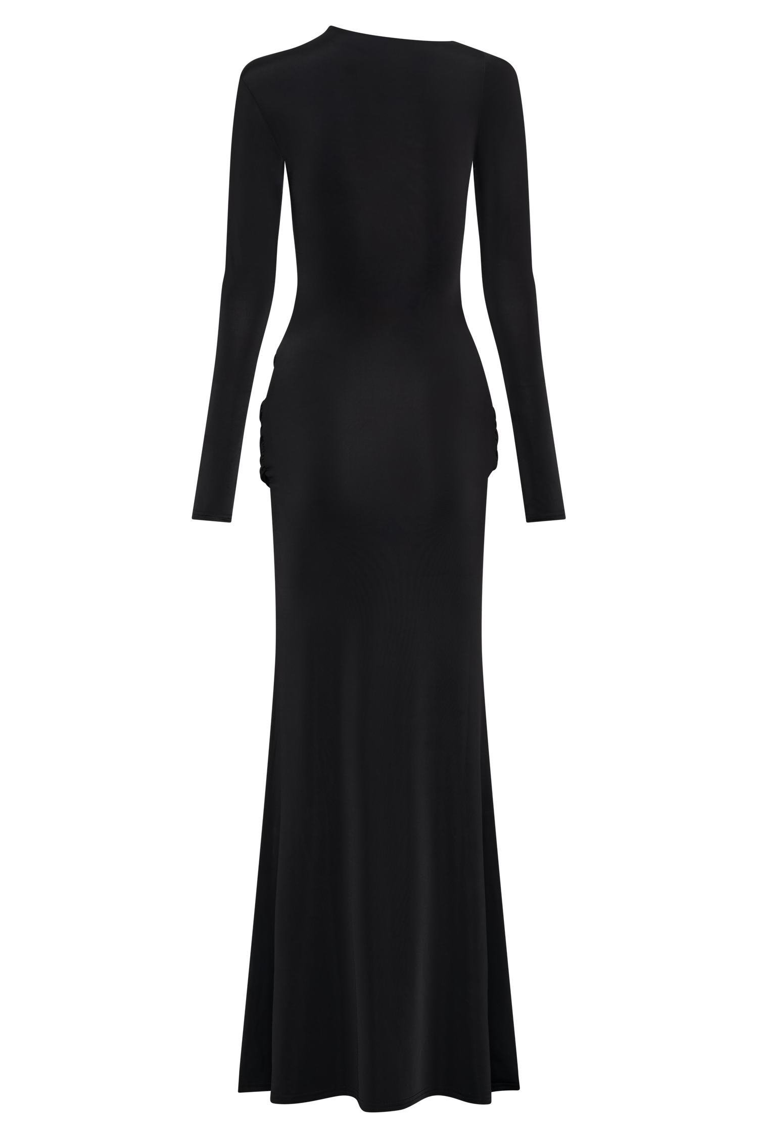 Halcyon Long Sleeve Slinky Maxi Dress for Women - Elegant Black Evening Gown for Parties, Weddings & Special Occasions