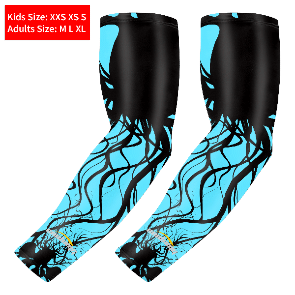Blue Ink Compression Arm Sleeves for Sports & Recovery - Breathable UV Protection Sleeves for Basketball, Running, Cycling & Gym Workouts