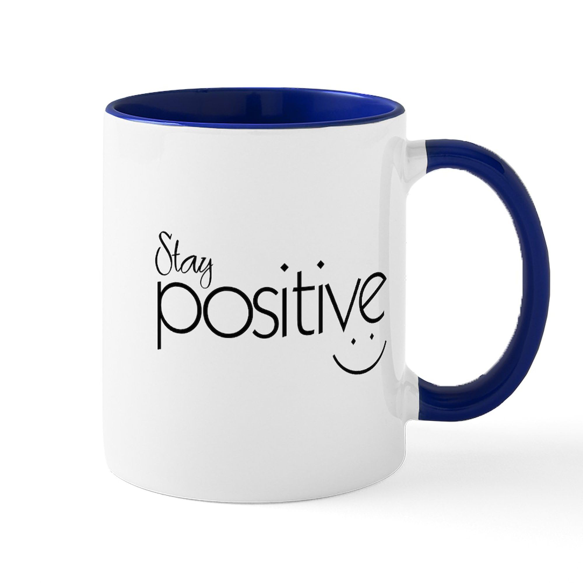 Stay Positive 11 oz (325 ml) Ceramic Coffee Mug - Inspirational Motivational Gift for Office, Home & Daily Use - Perfect for Tea, Hot Chocolate & Coffee Lovers