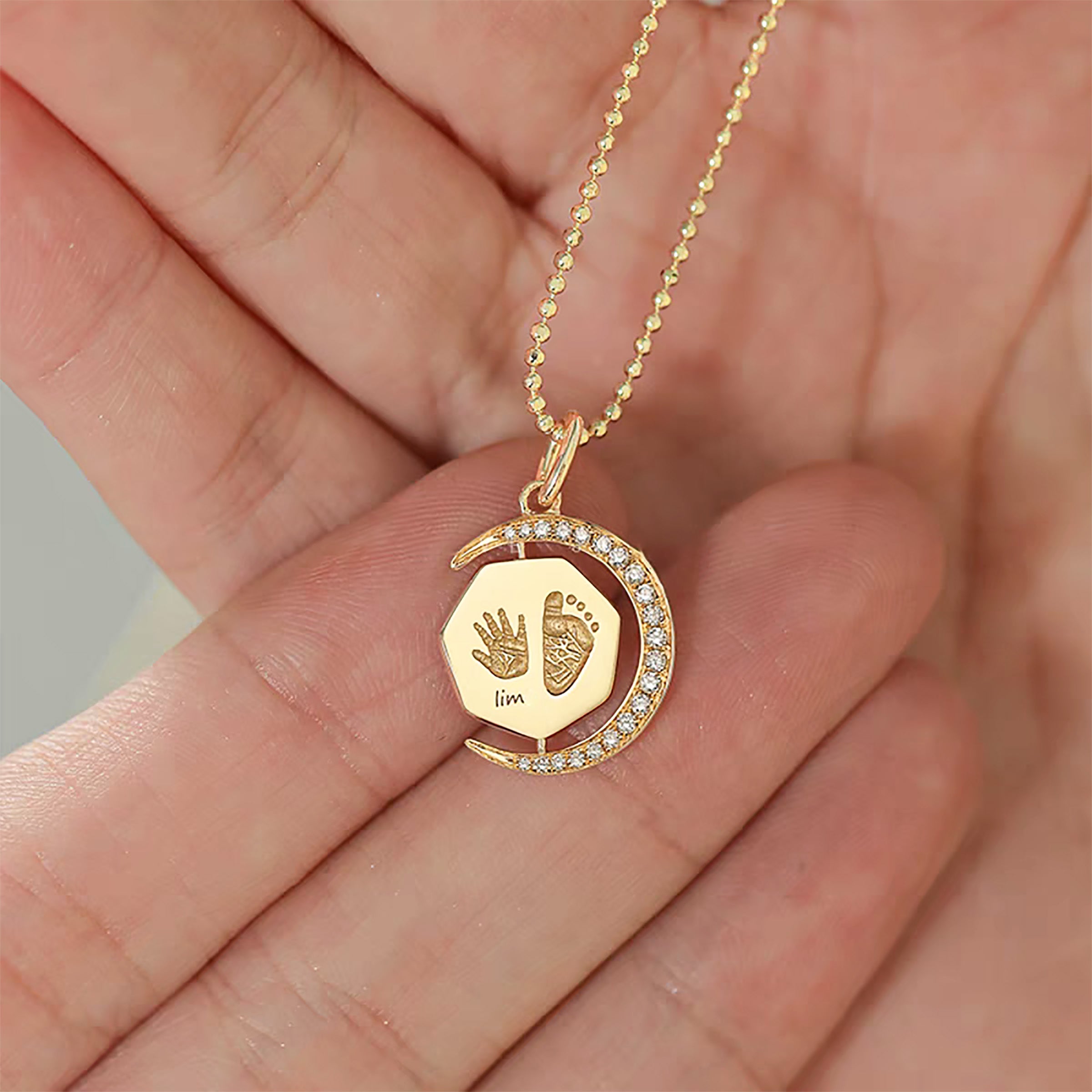 Solid Gold Footprint Necklace - Personalized Jewelry for Moms, Baby Keepsake Gift - Perfect for Mother's Day, Christening & Newborn Celebrations