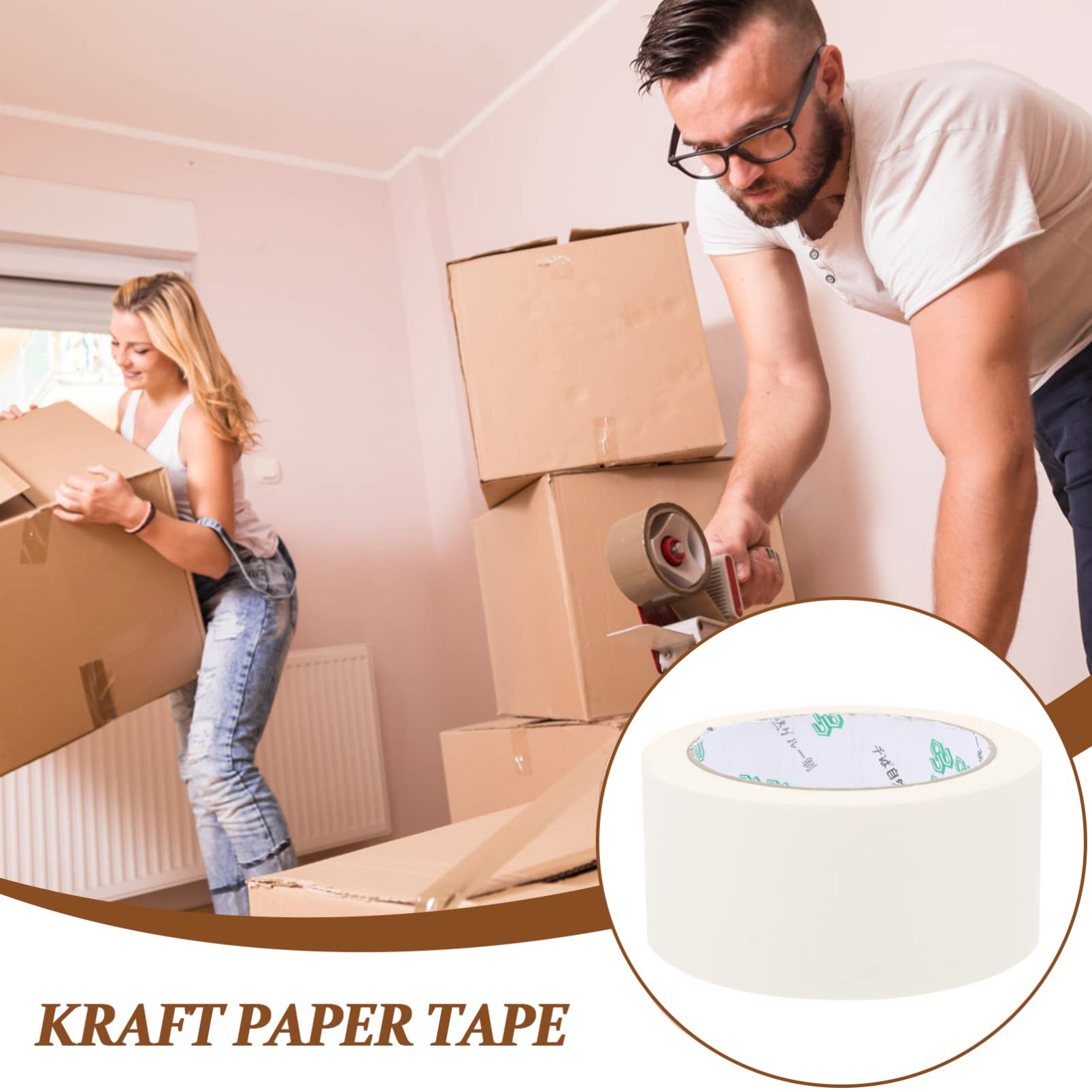 Premium Sewroro Fabric Tape & Kraft Paper Tape - Strong Writable Packing Tape for Masking, Sealing & Packaging (2-Pack) - Ideal for Shipping Boxes, DIY Crafts & Home Organization