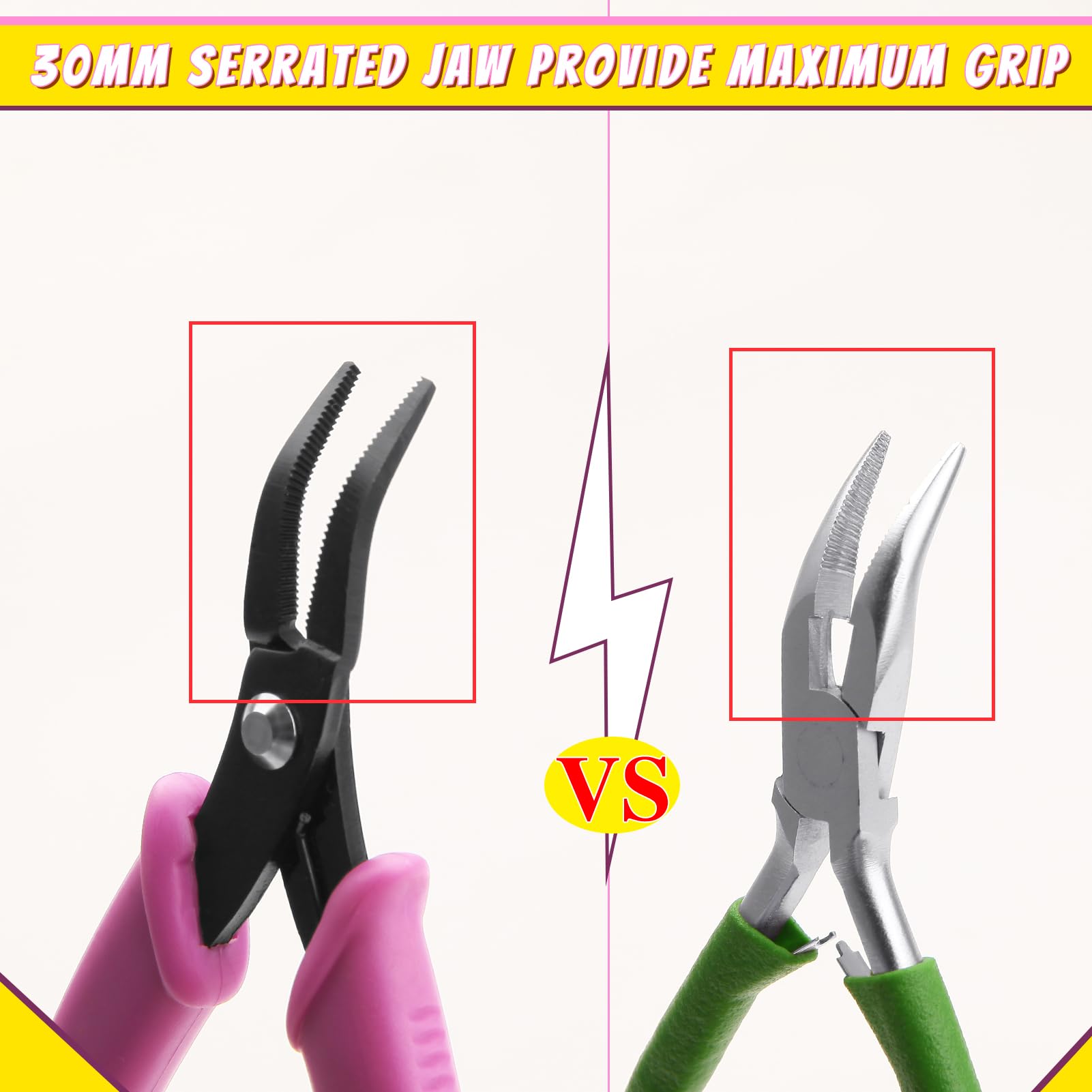 SPEEDWOX 5.5-Inch Bent Needle Nose Pliers with Teeth - Curved Jewelry Making Pliers with Serrated Jaws for Precision Gripping - Perfect for Wire Wrapping, Beading, and DIY Crafts