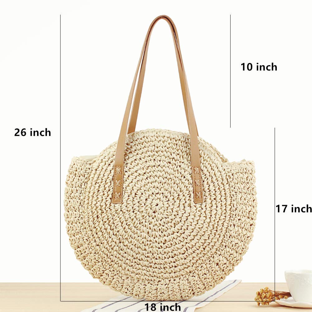 Women's Large Foldable Straw Beach Bag - Woven Tote Shoulder Purse for Summer Vacation | Perfect for Pool, Beach Trips & Outdoor Travel Accessories