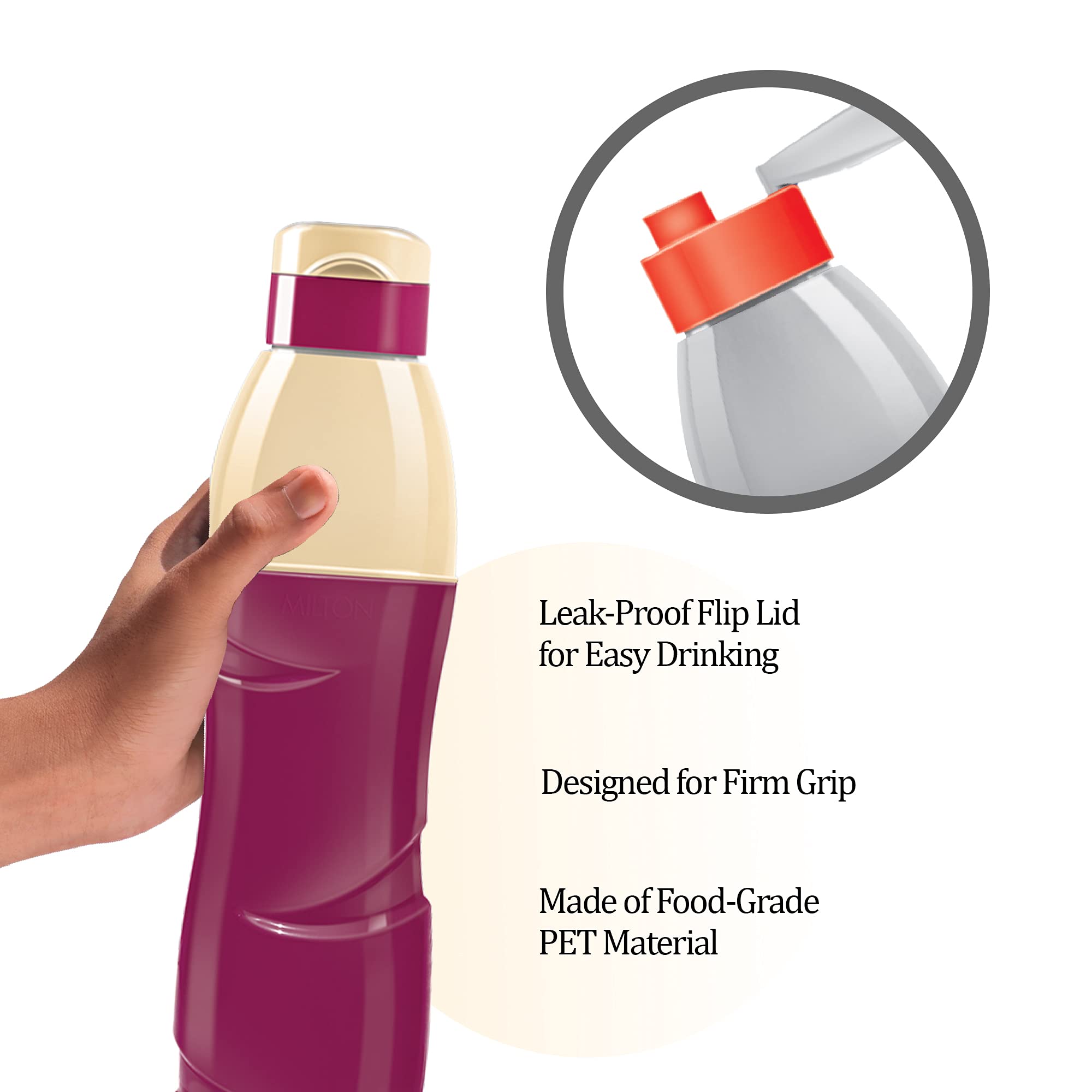 MILTON Kool Crony 1100 Insulated Water Bottle - 32oz (960ml) Leakproof Purple Plastic Water Bottle for Gym, Hiking & Outdoor Activities