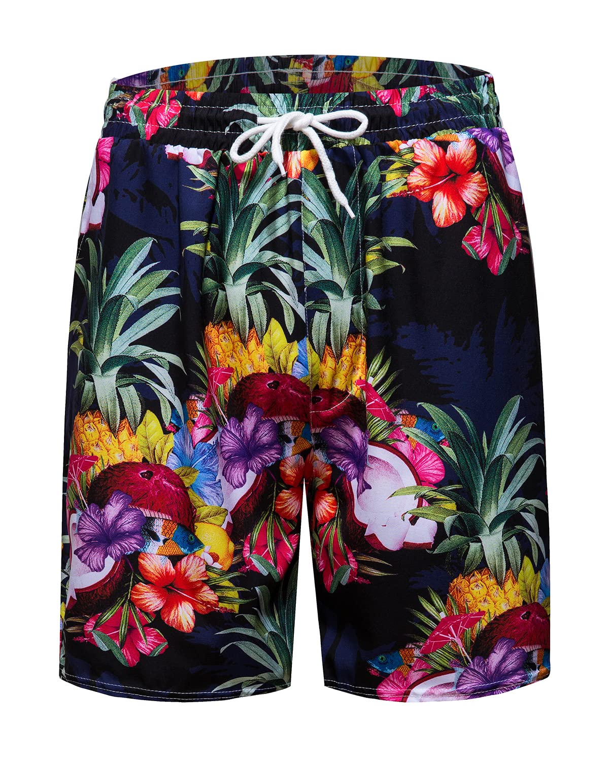 TUNEVUSE Men's Hawaiian Shirt and Shorts Set - 2 Piece Tropical Beach Outfit with Floral Print & Bucket Hat | Summer Vacation, Luau Party, Poolside Relaxation Outfit