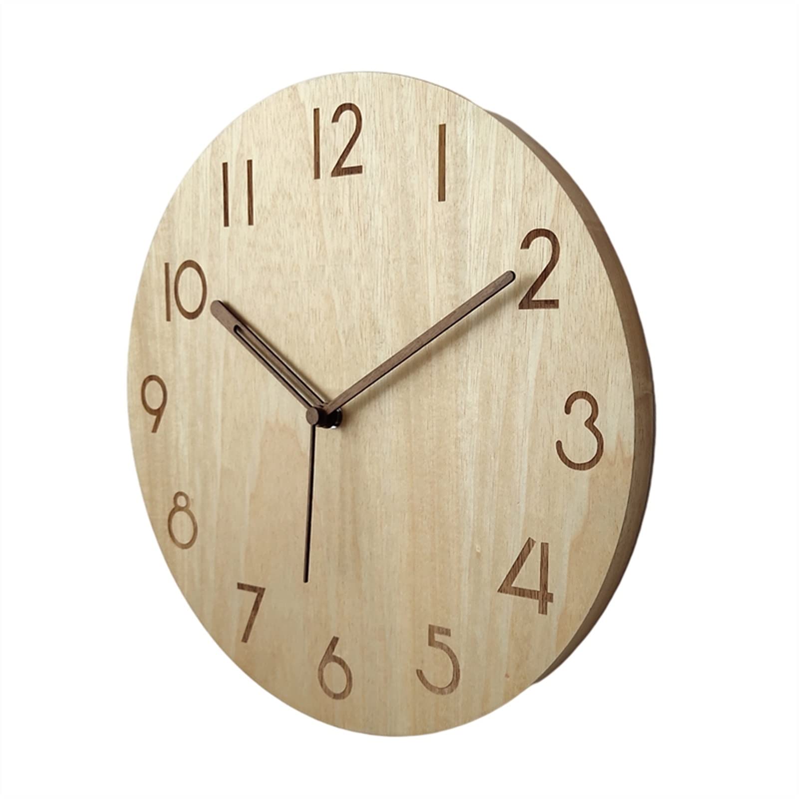 12 Inch/14 Inch Silent Round Wood Wall Clock with Numerals - Perfect for Office, Kitchen, Living Room & Home Decor (Color: Brown, Size: 12 Inch) | Ideal for Modern Spaces, Gifts & Wall Decoration