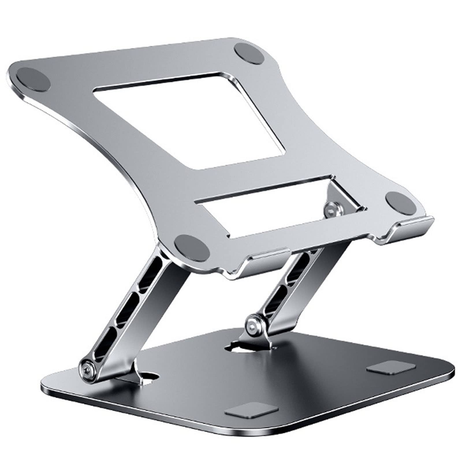 Adjustable Aluminum Laptop Stand - Foldable & Portable Notebook Riser with Cooling Bracket for MacBook, iPad, PC - Perfect for Home Office, Gaming & Workspace Ergonomics
