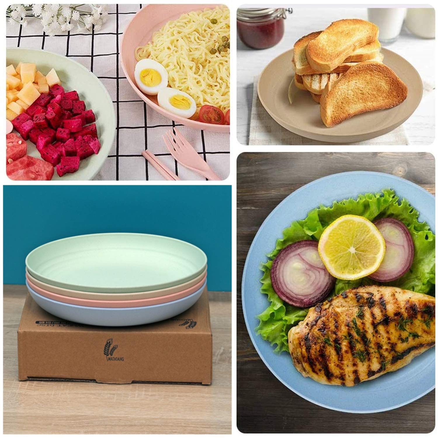 Eco-Friendly Wheat Straw Plates Set - 8