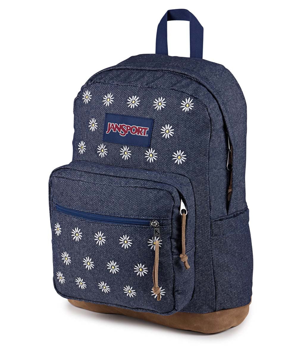 JanSport Right Pack Expressions Embroidered Denim Dark Backpack - Stylish & Durable School & Travel Backpack for Students & Professionals