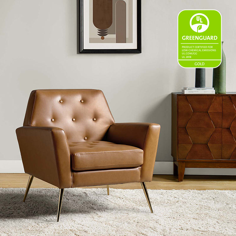 Raelynn Vegan Leather Armchair - Modern PU Leather Lounge Chair for Living Room, Office & Bedroom - Eco-Friendly Faux Leather Accent Chair for Home Decor