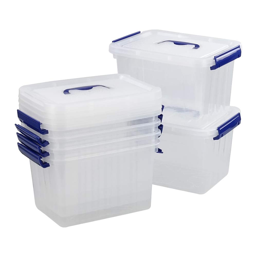 6-Pack Clear Plastic Storage Boxes with Lids - 6 Liter Small Organizer Bins for Home, Office, Kitchen & Craft Organization | Stackable & Durable Containers