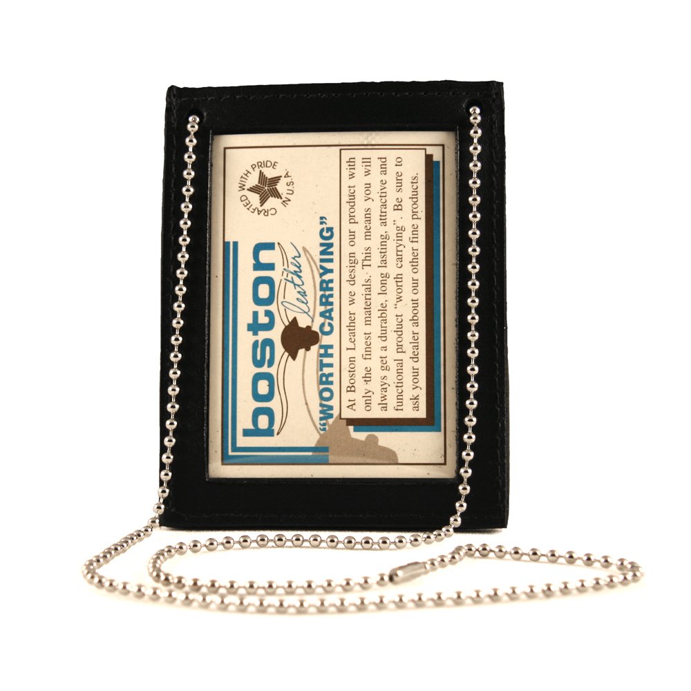 Premium Boston Leather Neck, Pocket & Belt ID Badge Holder - 5845NPB-1 | Secure Card & Badge Organizer for Work, Events & Travel