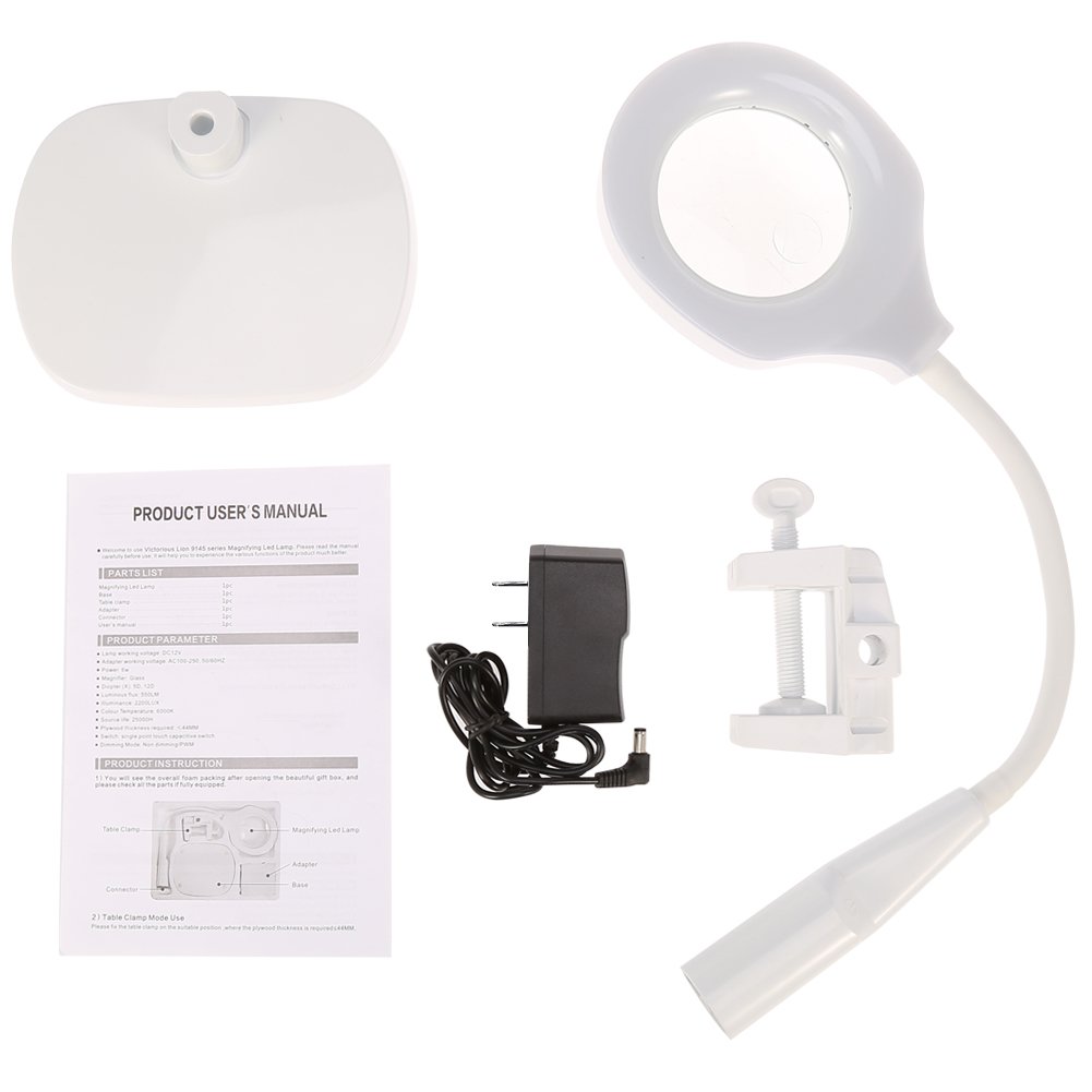 5X & 12X Magnifying LED Beauty Lamp - 2-in-1 Adjustable Spa & Cosmetic Light with Clamp for Tattoo, Makeup, Nail Art, Reading & Crafting (US Plug)