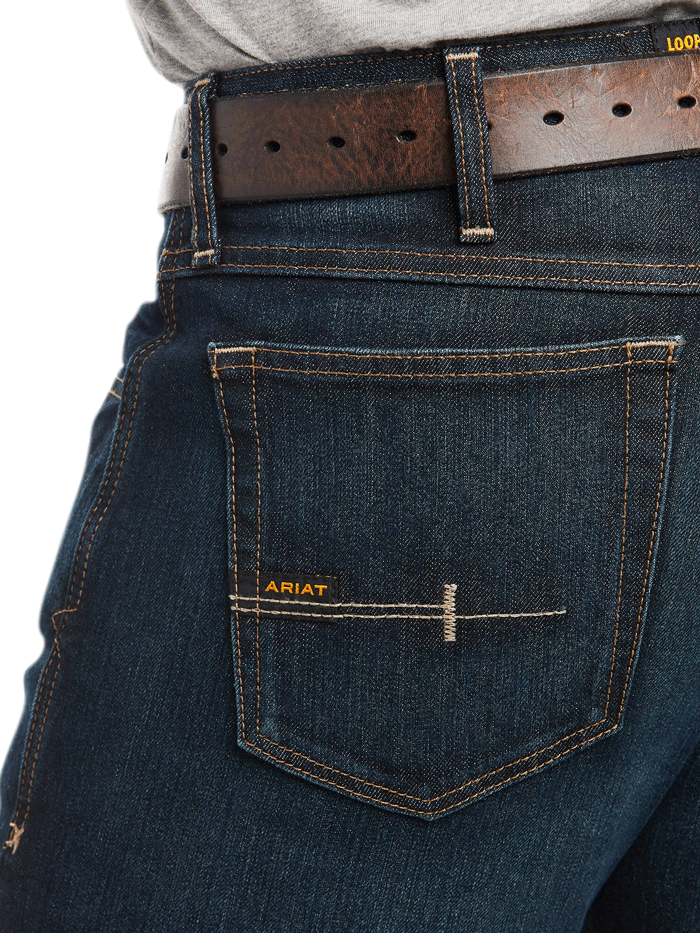 Ariat Men's Rebar M7 Slim DuraStretch Stackable Straight Leg Jeans - Blackstone Wash | Comfortable Work & Casual Denim Pants for Outdoor Activities and Everyday Wear
