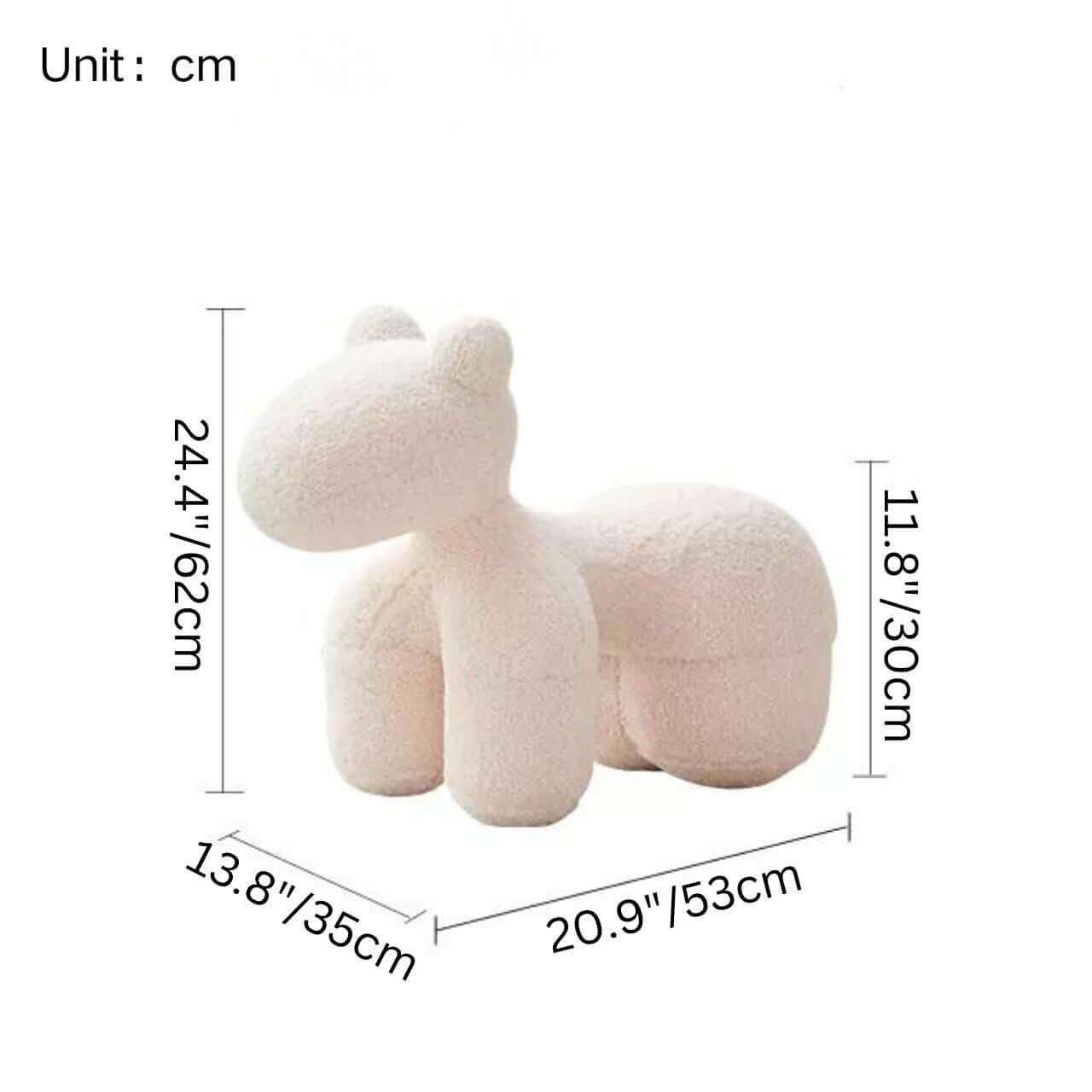Soft White Sherpa Kids' Stool with Adorable Pony Design - Cozy Single Sofa Chair for Children's Room, Playroom or Nursery - Perfect for Reading, Relaxing & Playtime