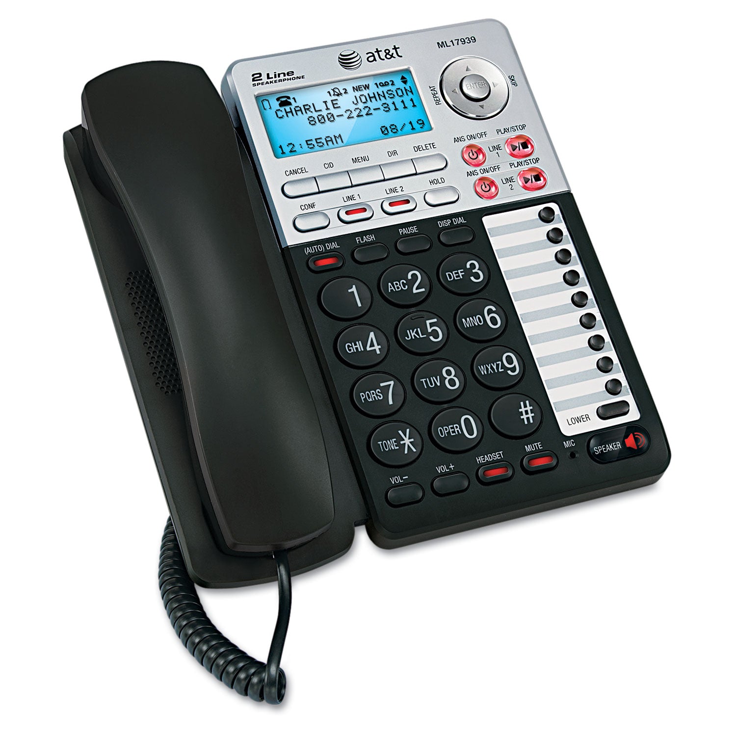 AT&T ML17939 2-Line Speakerphone with Caller ID & Digital Answering System - Perfect for Home Office & Small Business Communication
