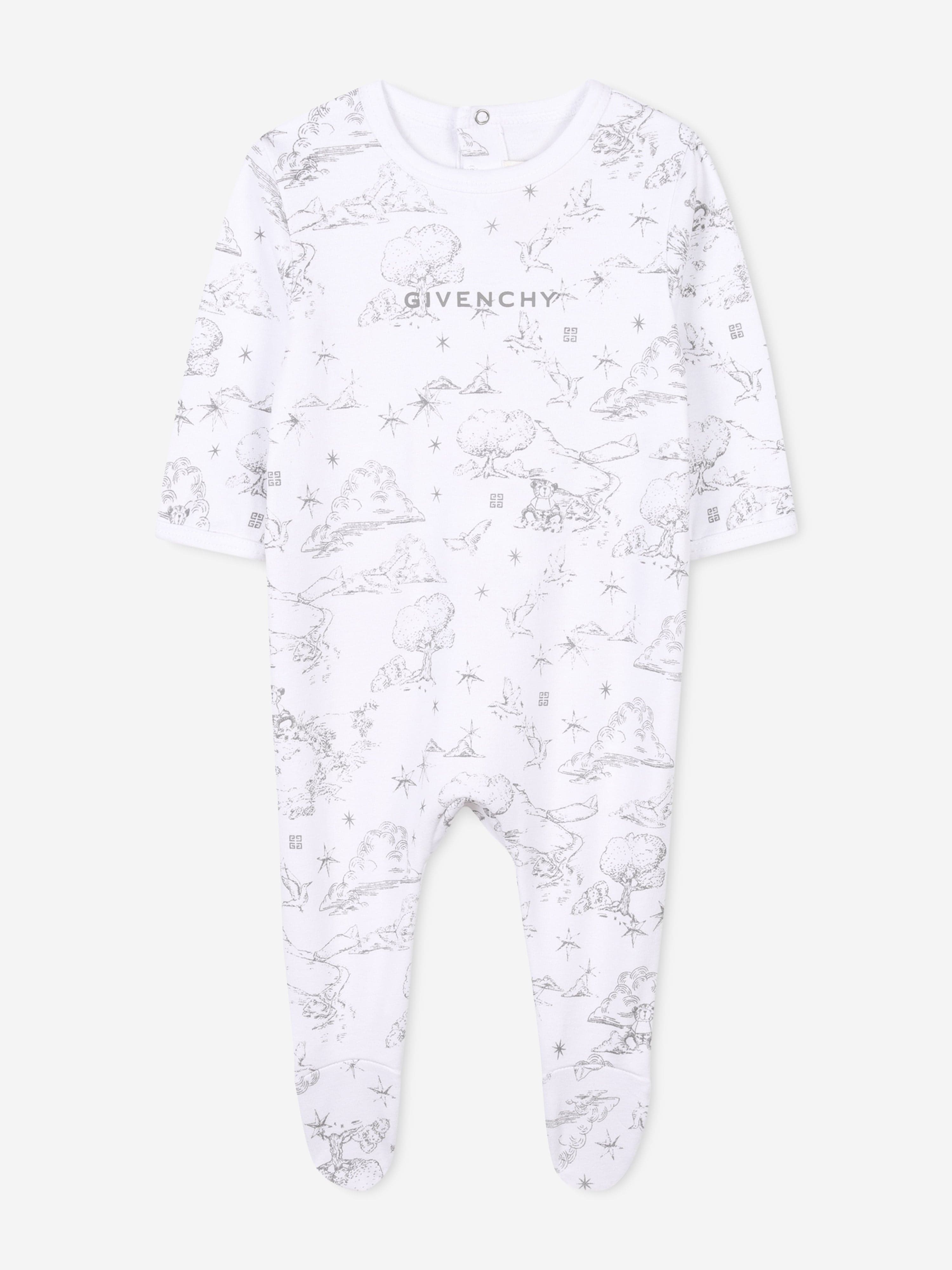 Premium White Toile de Jouy Baby Grow Set - Soft Cotton Romper & Bodysuit Outfit for Newborns & Infants | Perfect for Photoshoots, Christenings & Special Occasions