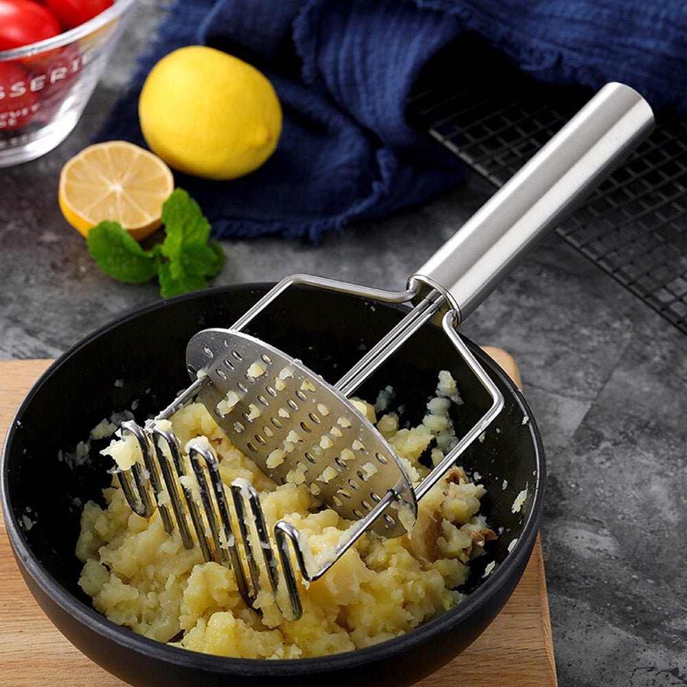 Premium Emilio Dual Potato Masher - Stainless Steel Kitchen Tool for Smooth Mashed Potatoes, Vegetables & Baby Food - Perfect for Home Cooking, Thanksgiving & Holiday Meals