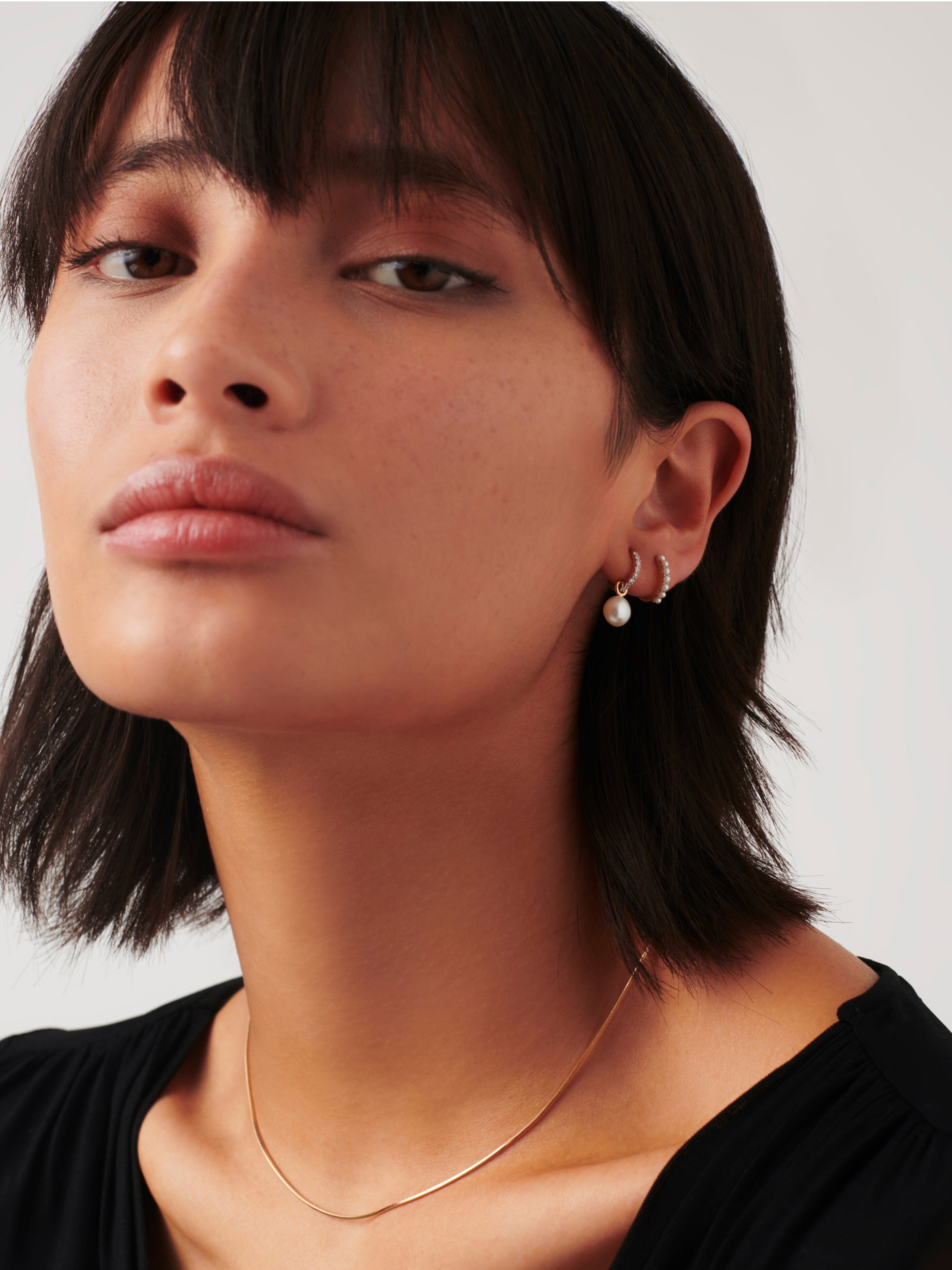 14K Solid Gold Pearl & Diamond Hoop Earrings - Elegant Fine Jewelry for Women | Perfect for Weddings, Parties & Special Occasions